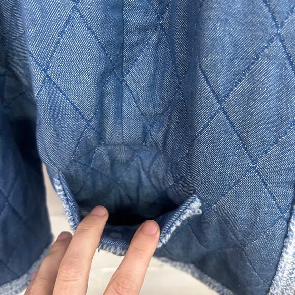 Classic Quilted Denim Jacket Talbots Blue Tweed Trim Size 12 - Picture 8 of 10